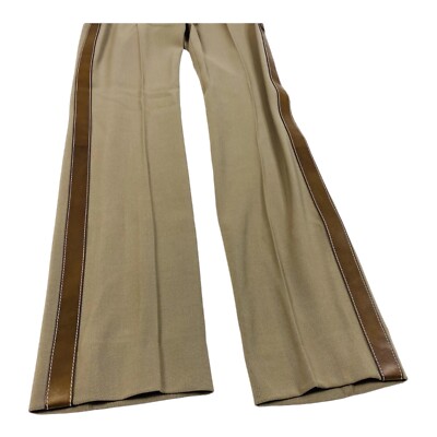 Alexander McQueen Vintage Dress Pants Brown Wool Leather Size 40IT