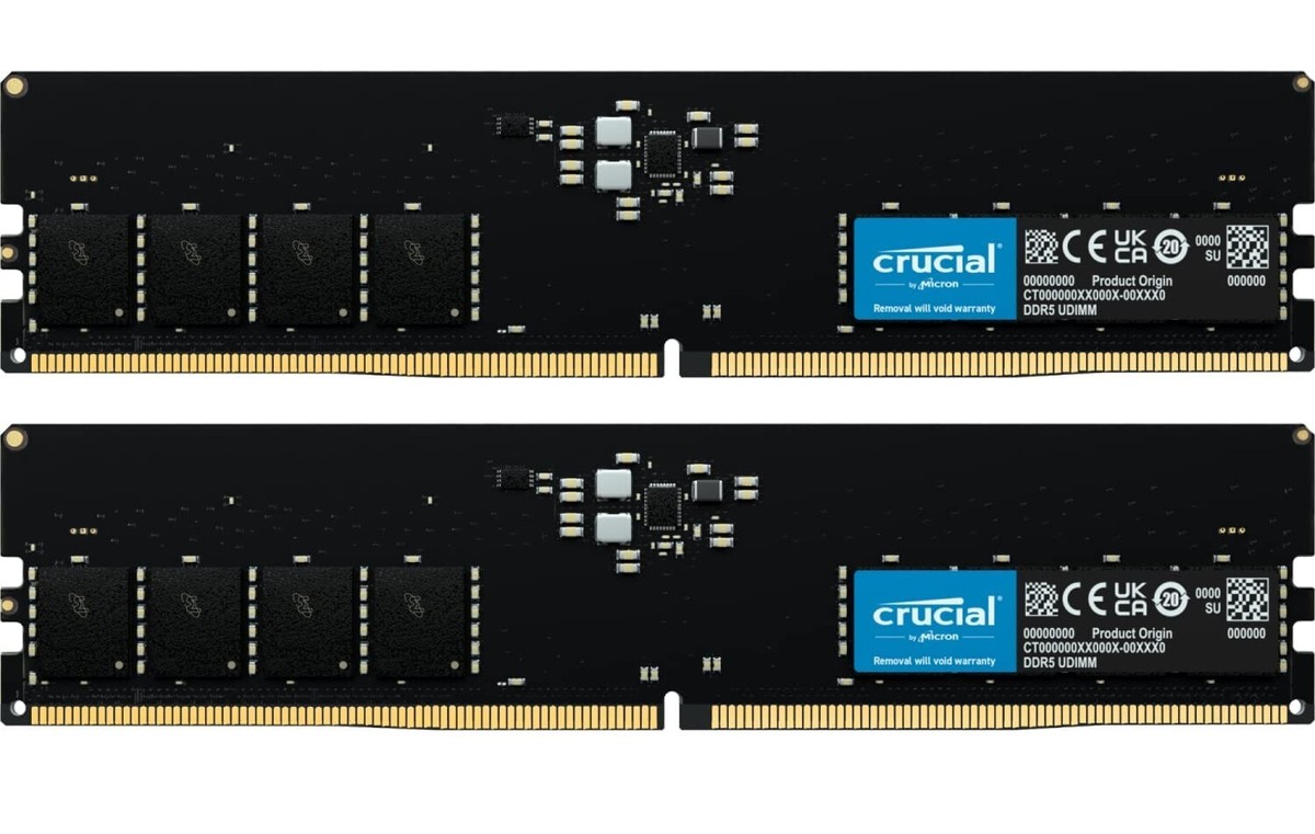 Crucial 32GB 2 x 16GB DDR5 5600MHz PC5-44800 RAM 288-Pin Desktop