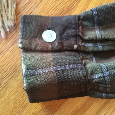 vtg MACY'S Kempton shadow plaid Shirt 1950-60s Rayon Rockabilly