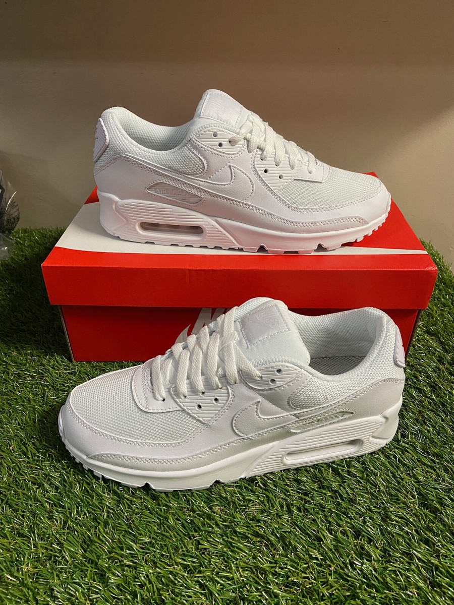 Nike Air Max 90 Shoes Triple White White/Wolf Grey CN8490-100 Mens