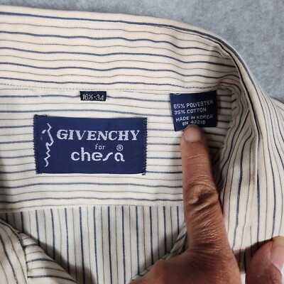VINTAGE GIVENCHY FOR CHESA STRIPED COLLARED LONG SLEEVE MENS SHIRT