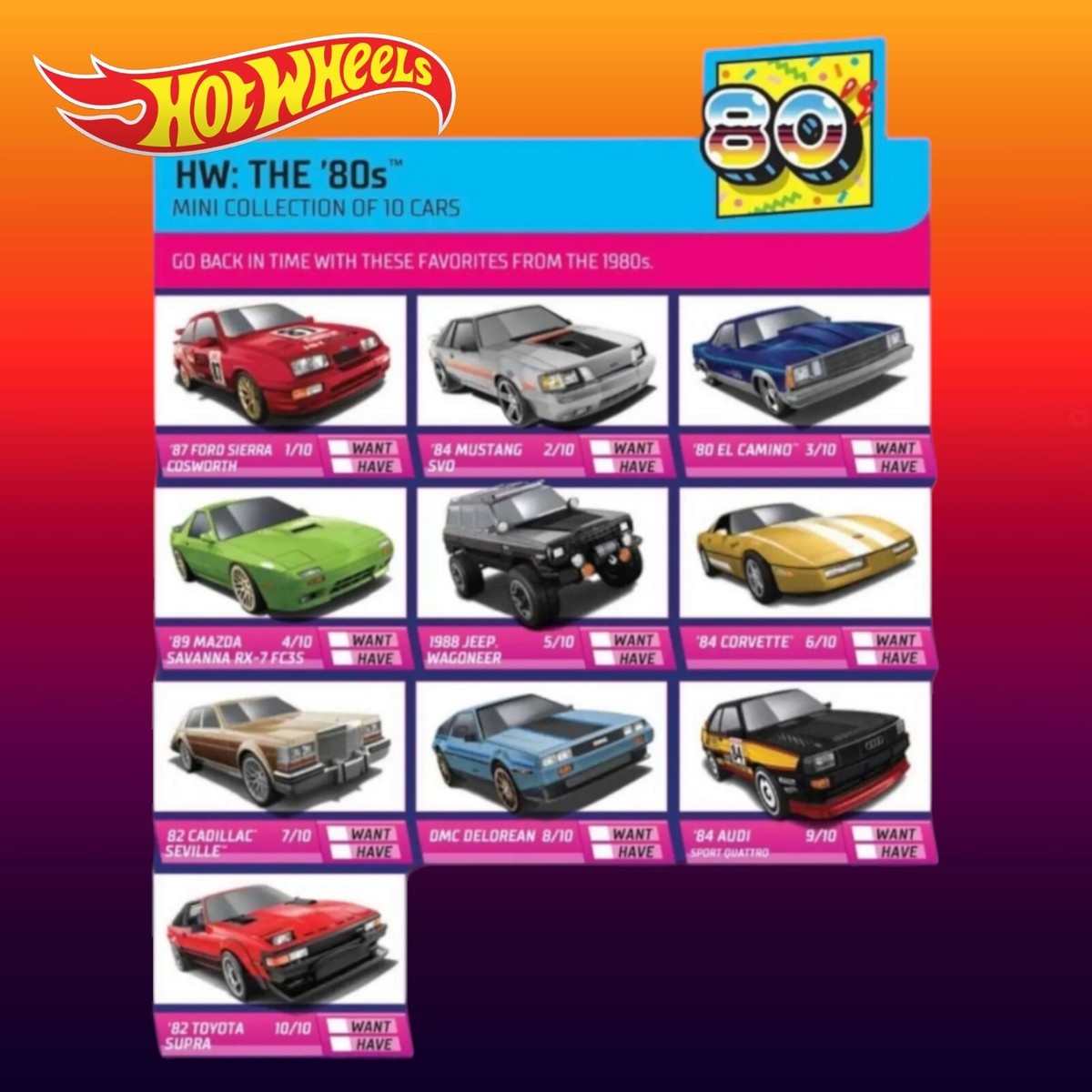 🔥 Hot Wheels 🔥 Mainline 2023 💿 HW THE 80's 📼 Various Colors