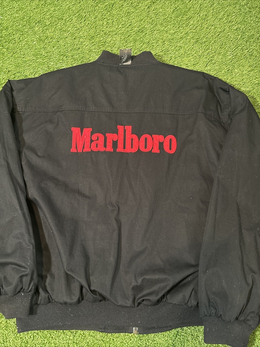 Vintage 90s Marlboro Logo Black And Red Reversible Bomber Jacket
