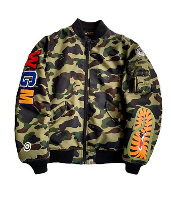 新品 未使用 A Bathing Ape MA-1 M ボンバー カモ シャーク Bape A