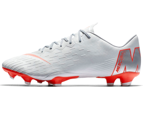 Nike Mercurial Vapor 12 Pro FG Soccer Cleats Wolf Grey Red AH7382