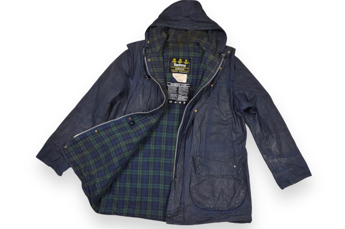 Men's Barbour Durham Wax Jacket Navy Blue A6 England C36/91cm | eBay