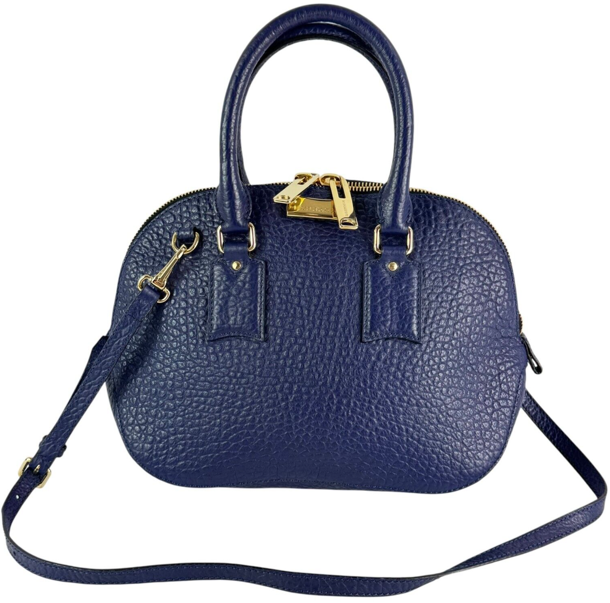 BURBERRY Royal Blue Orchard Bowling Grained Leather Satchel