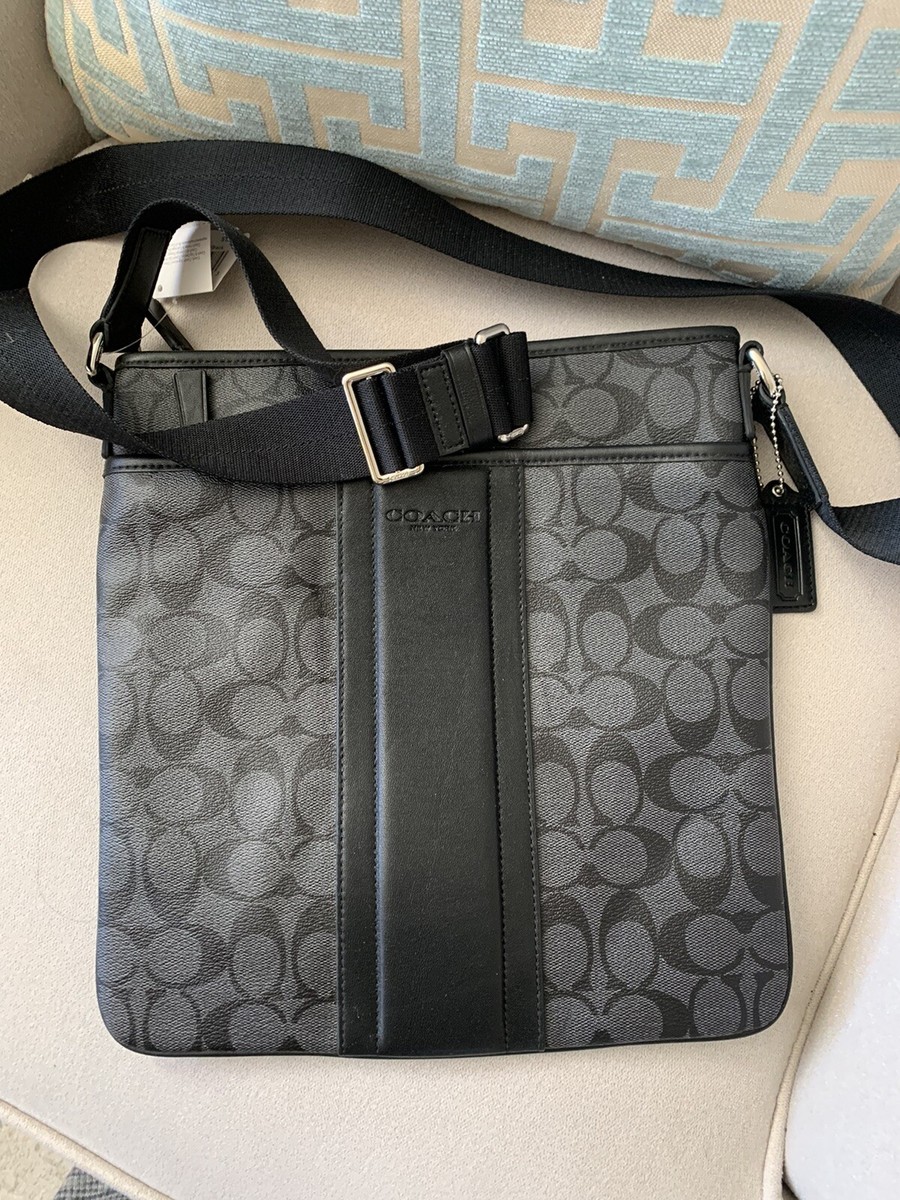 New COACH F71131 HERITAGE SIGNATURE SMALL ZIP TOP CROSSBODY | eBay