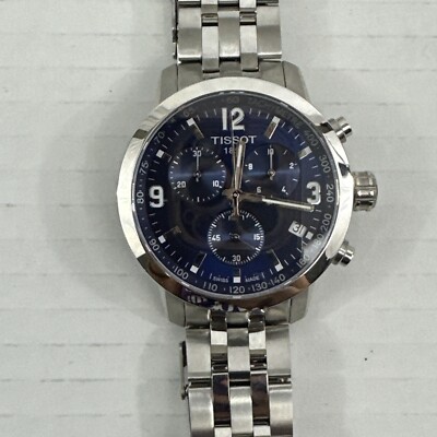 Tissot PRC 200 Blue Dial Chronograph Steel Men's 43mm Watch