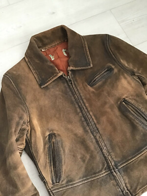 Levi's LVC 1930s Menlo Leather Jacket - Brown - Size Small (p2p 18