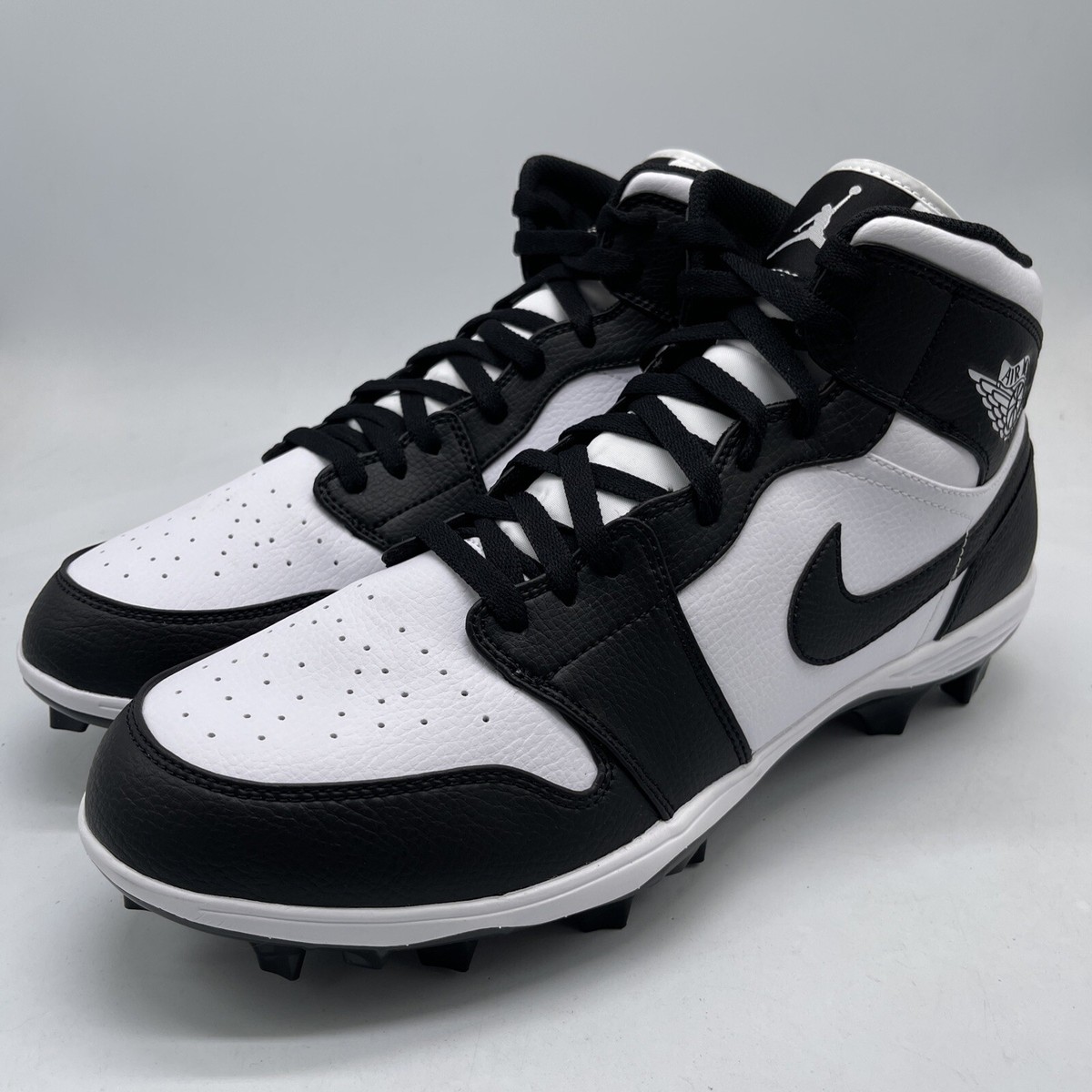 Air Jordan 1 Mid TD Football Cleats White Black FJ6805-100 Size 13