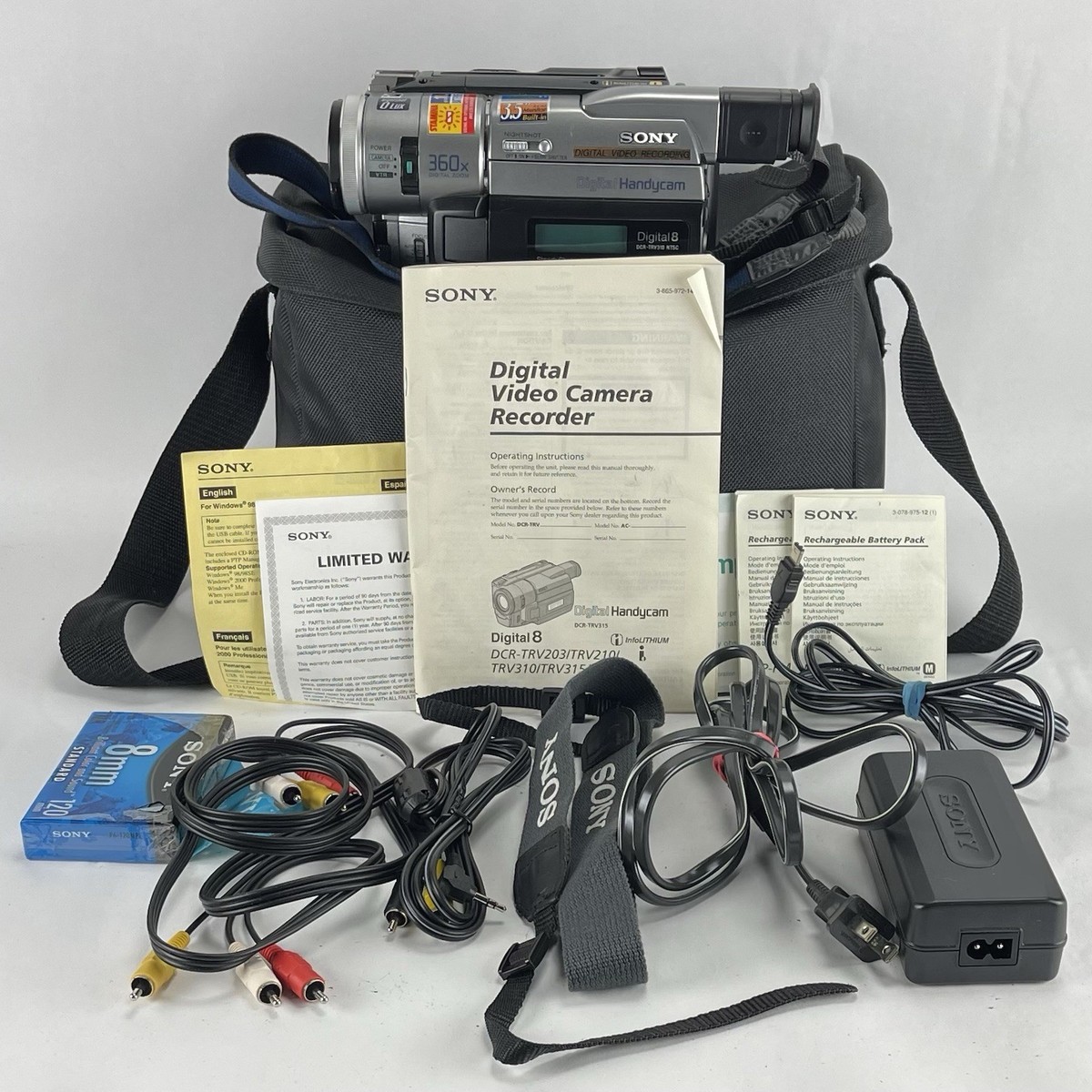 Sony Handycam DCR-TRV310 NTSC Digital 8 Camcorder Bundle WORKS