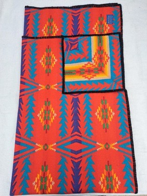 VTG Pendleton Beaver State Wool Trade Blanket Throw Robe Shawl