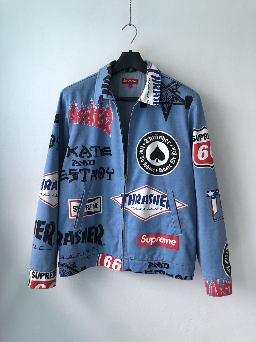 Supreme x Thrasher Work Blue Jacket Size L Rare | eBay