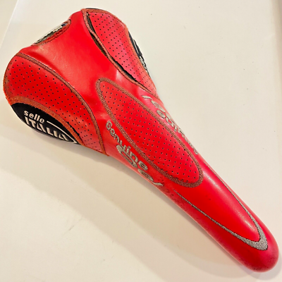 Vintage SELLE ITALIA FLITE Titanium Red Leather Saddle Rail | eBay