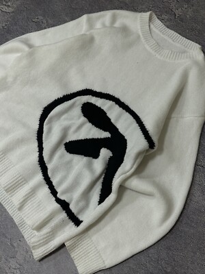 Aphex Twin Knit Y2k Boxy Sweater Band White Men's M Size | eBay