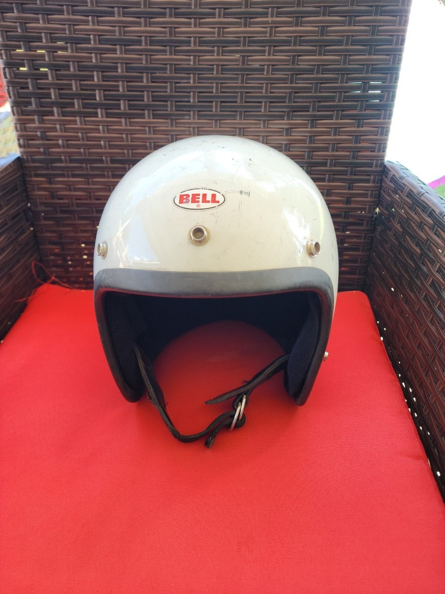 Vintage Bell RT Motorcycle Helmet White USA 7 ⅜ 59 CM Pre Owned
