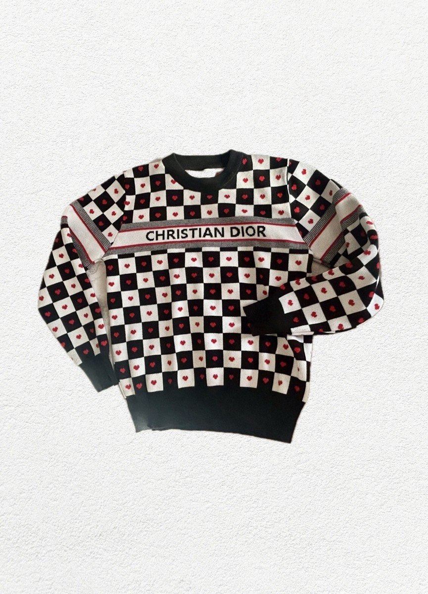 CHRISTIAN DIOR designer Check Cashmere ladies Rare jumper Pullover