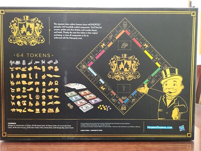 Hasbro Gaming Monopoly 64 Pieces Signature Token Edition Board