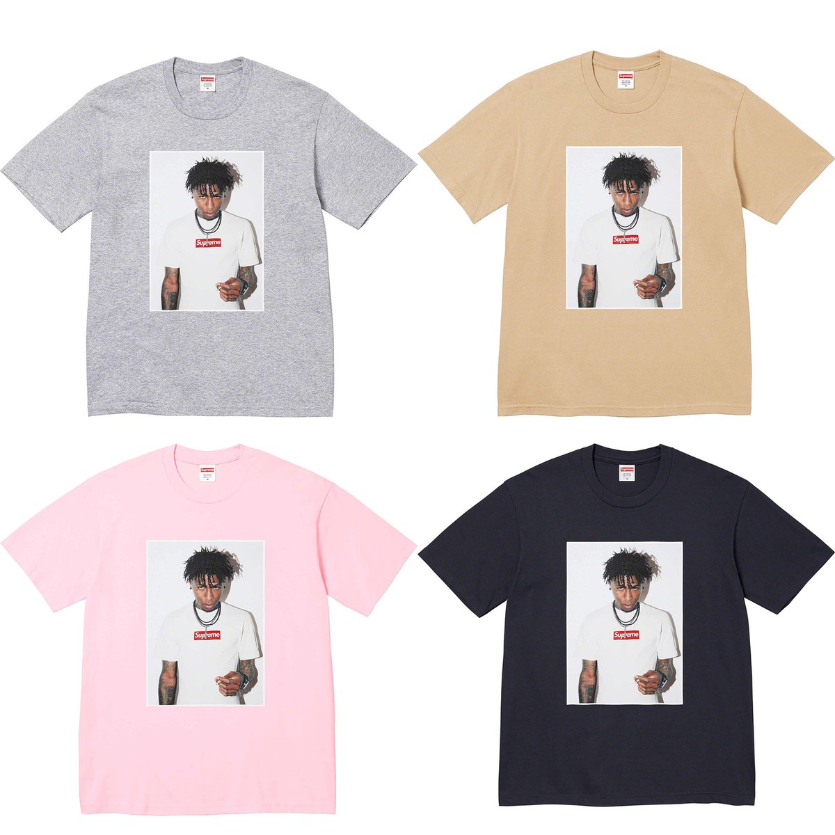 Supreme NBA Youngboy Photo Tee Grey Khaki Light Pink Navy F/W 23