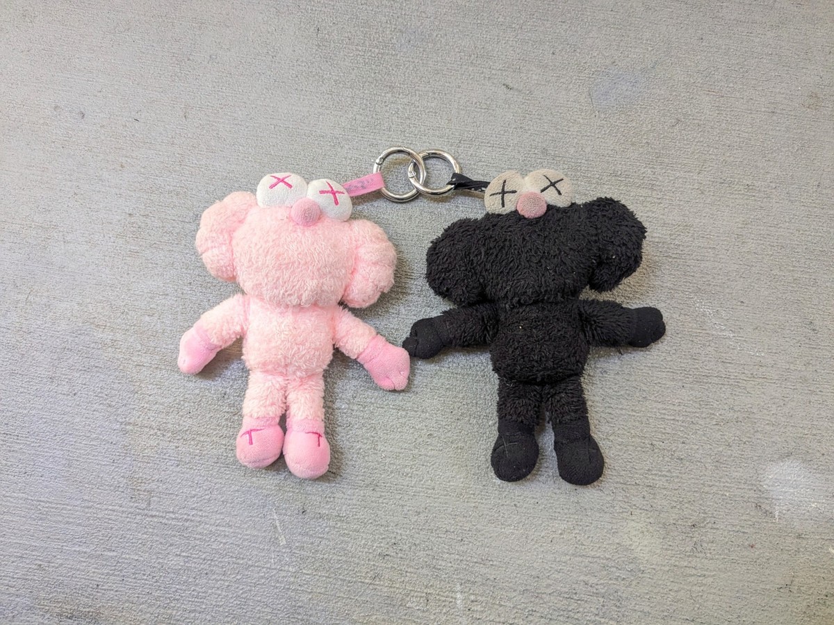 KAWS BFF Plush Pink Black Keychain Charm 7
