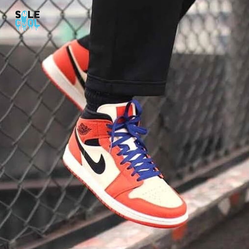 Nike Air Jordan 1 AJ1 Mid SE Team Orange Black Men's Shoes 852542