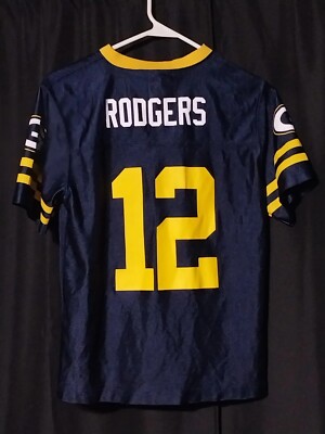 NFL Green Bay Packers Aaron Rodgers #12 RARE BLUE YELLOW Jersey