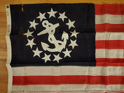 RARE Antique 13 STAR U S Flag Wool Ensign Anchor ANNIN STERLING 36
