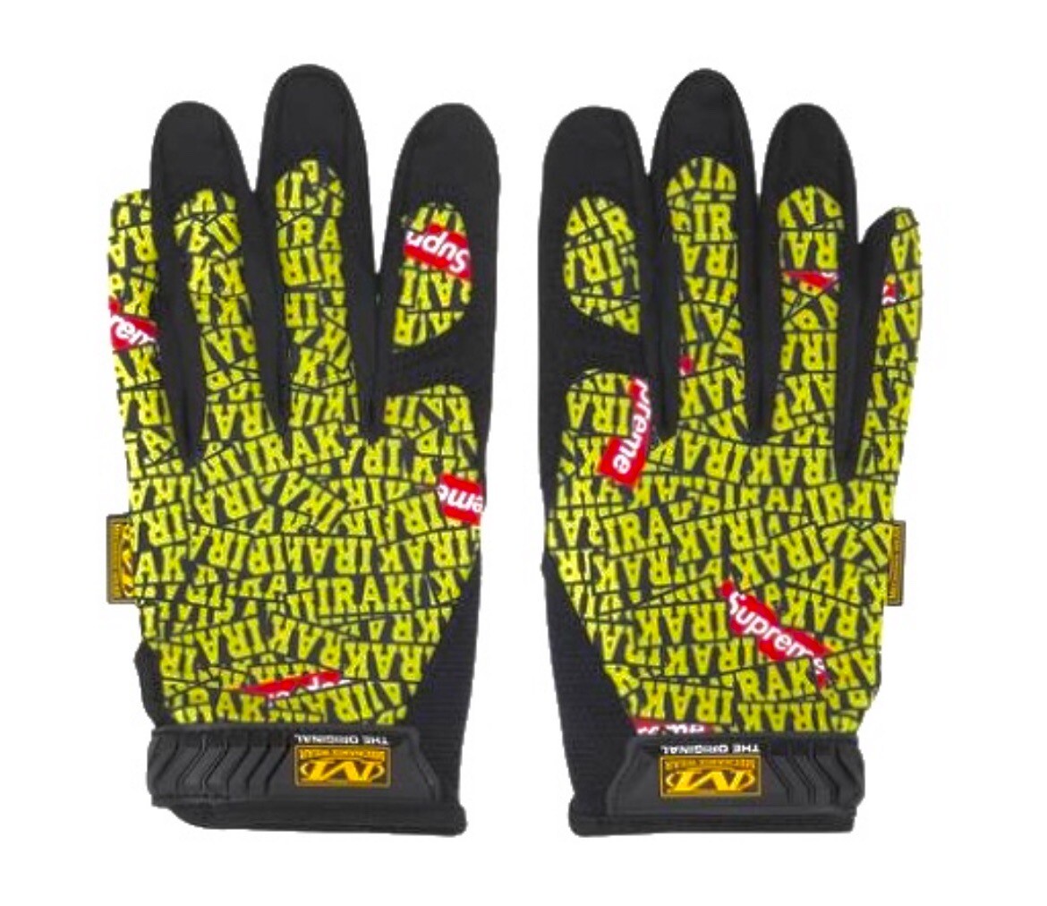 Supreme NY IRAK Allover Logo Print Mechanix Gloves Black Men's DS