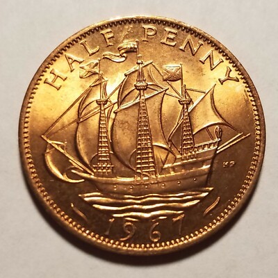 1967 Dei Gratia Regina FD half penny with Queen Elizabeth II