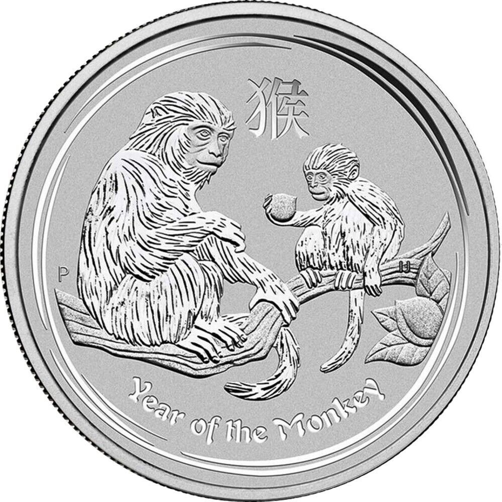 2016 Australia Year of The Monkey Perth 1 Oz 999 Fine Silver Coin
