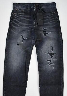 🆕️ SAINT LAURENT Paris D16 M/BG-LW Black BAGGY DISTRESSED Low