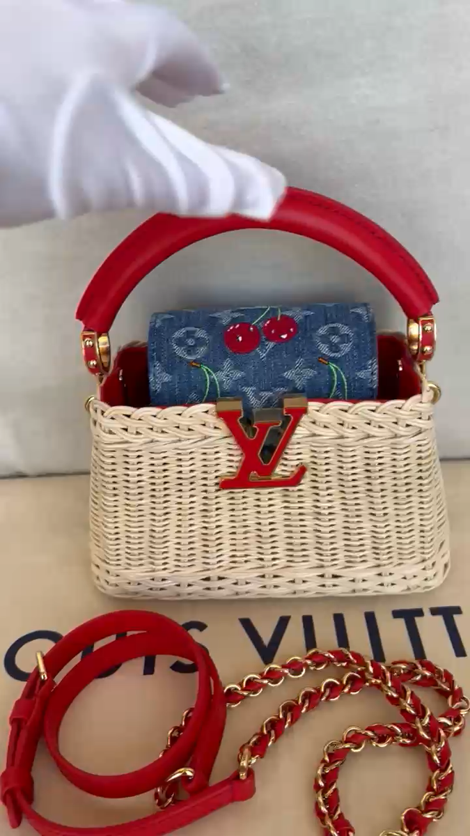Louis Vuitton x Takashi Murakami 2025 Capucines Mini Rattan Cherry