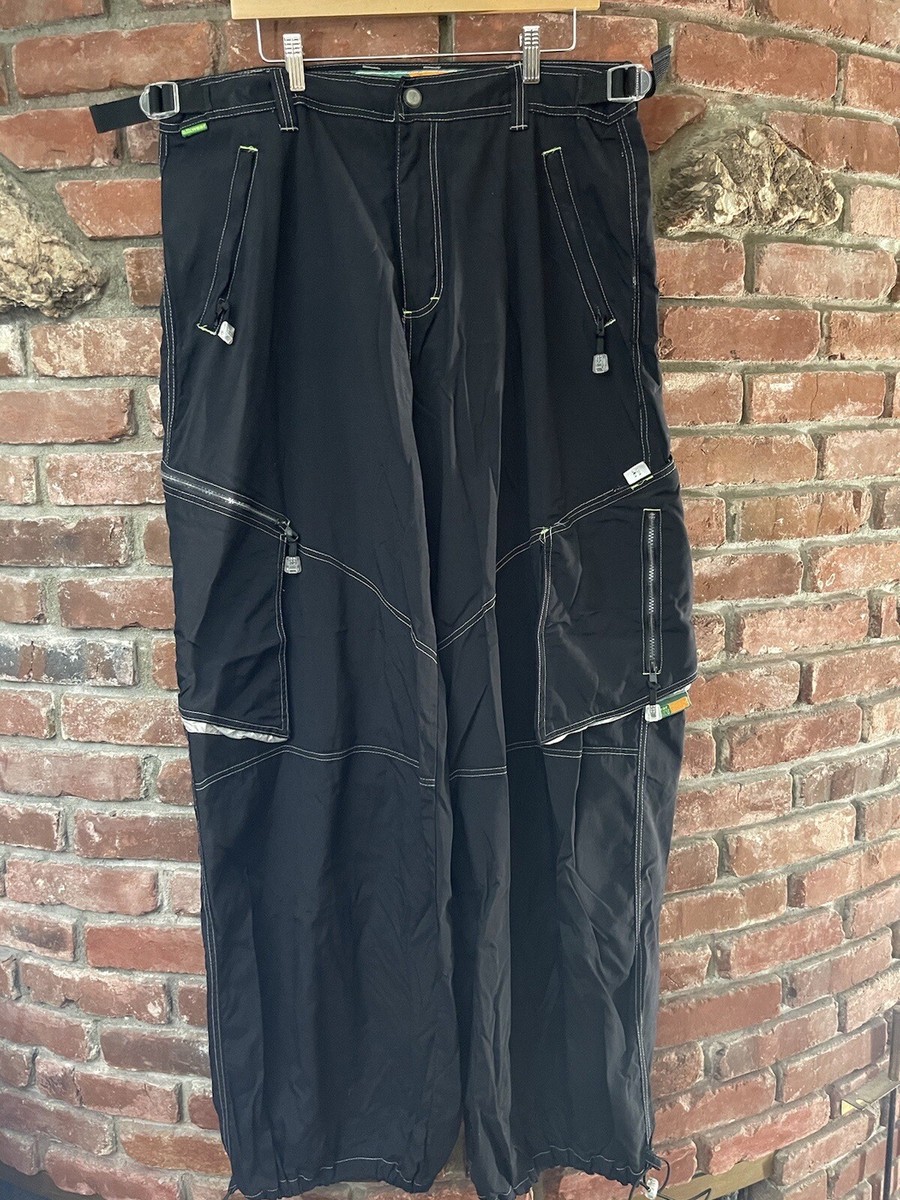 Vintage 90s Y2K Kik Wear K Net Nylon Baggy Wide Leg Cargo Rave