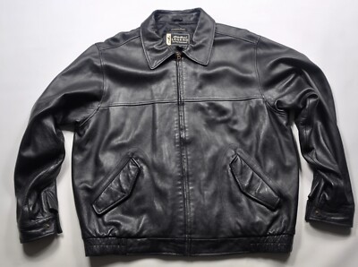 Vintage Eddie Bauer Bomber Jacket Mens XLT Black Leather Legend