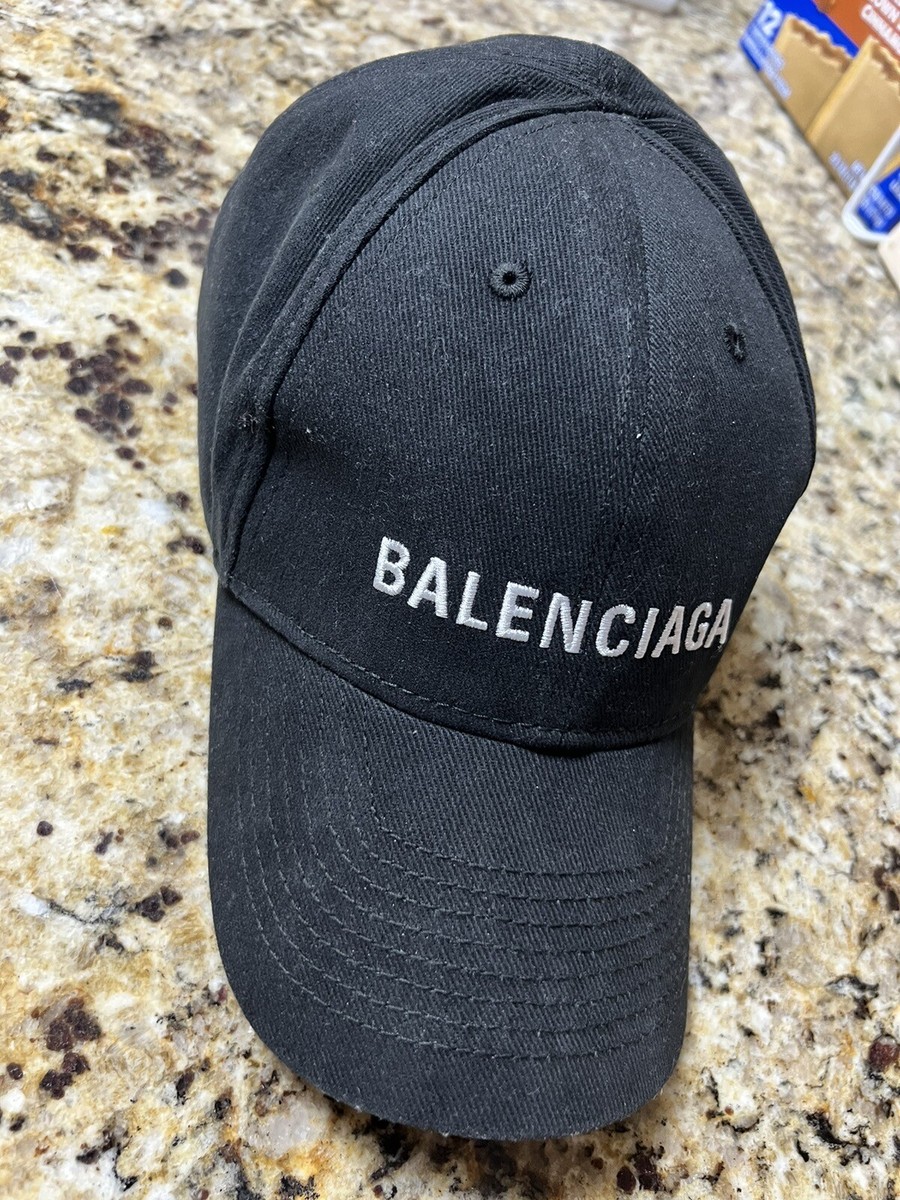 BALENCIAGA Logo Baseball Cap Hat Black Authentic Made In Italy | eBay