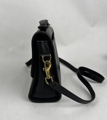 Vintage Coach Court Bag Black Leather Satchel Crossbody Handbag