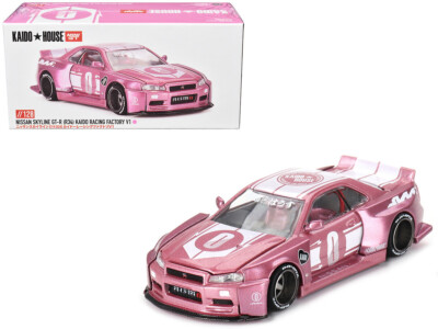 NISSAN SKYLINE GT-R R34 RHD #0 PINK KAIDO HOUSE 1/64 DIECAST BY