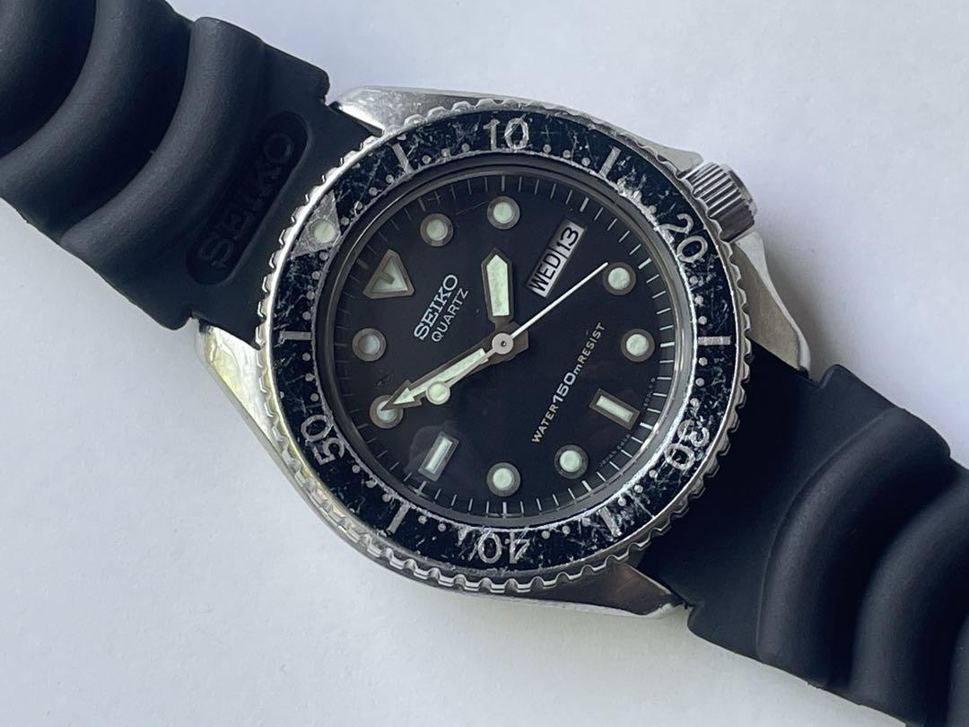 Seiko 6458-6000 Vintage Diver Watch Quartz Black Dial 37.5mm Used