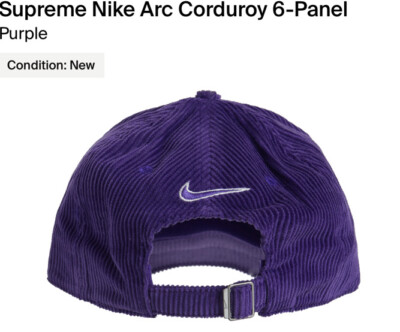 Supreme Nike Arc Corduroy 6 Panel Purple Cap!!!SS22!!!BNWT!!!!100