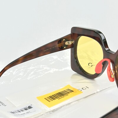 GUCCI Gg0784s 0784 Brown Havana Yellow Oversized Runway Unisex 001