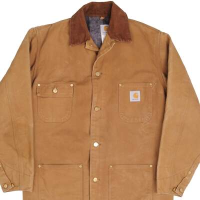 VINTAGE CARHARTT MICHIGAN CHORE LINED JACKET C01BRN 1990S SIZE 42