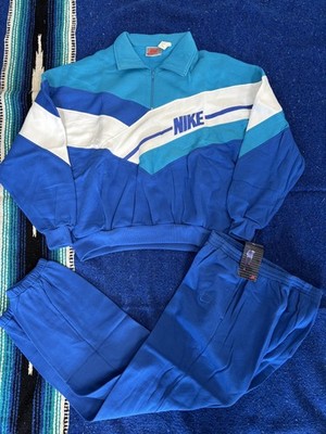Vintage Nike Tracksuit Mens XL Blue White 80s Windbreaker Jogger