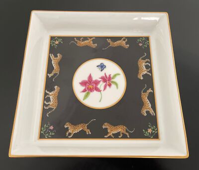 Jaguar Jungle Square Dish Tray by Lynn Chase Mint 9” | eBay