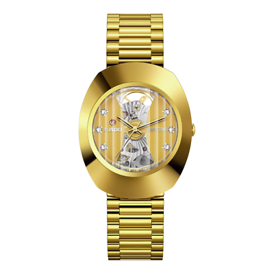 New Rado DiaStar Original Open Heart ST Steel Yellow Dial Men's