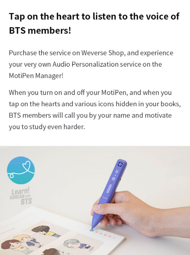 MotiPen for Learn! Korean with BTS or TinyTAN Series Official K