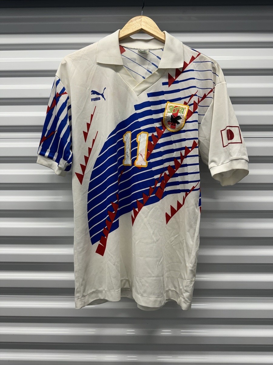 Vintage 1993-1994 Kazu Japan Soccer Jersey Puma White Size Large