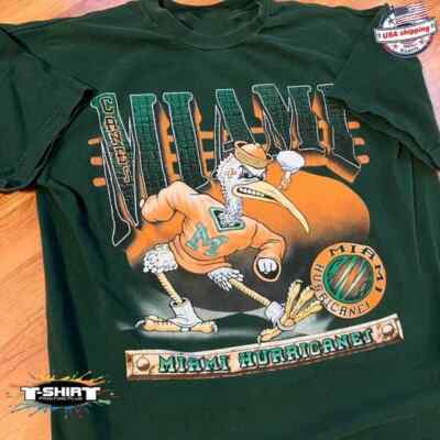 Miami Hurricanes 90s Design T shirt short sleeve tee Basic style