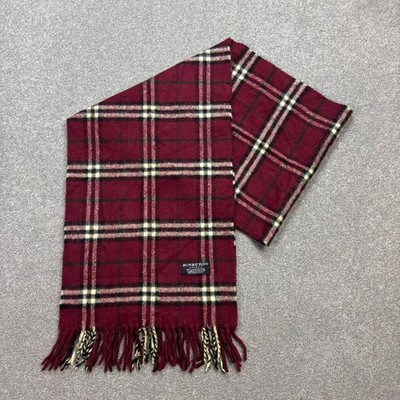 Burberry London Scarf 64x12 Inches Red 100% Lambswool Nova Check