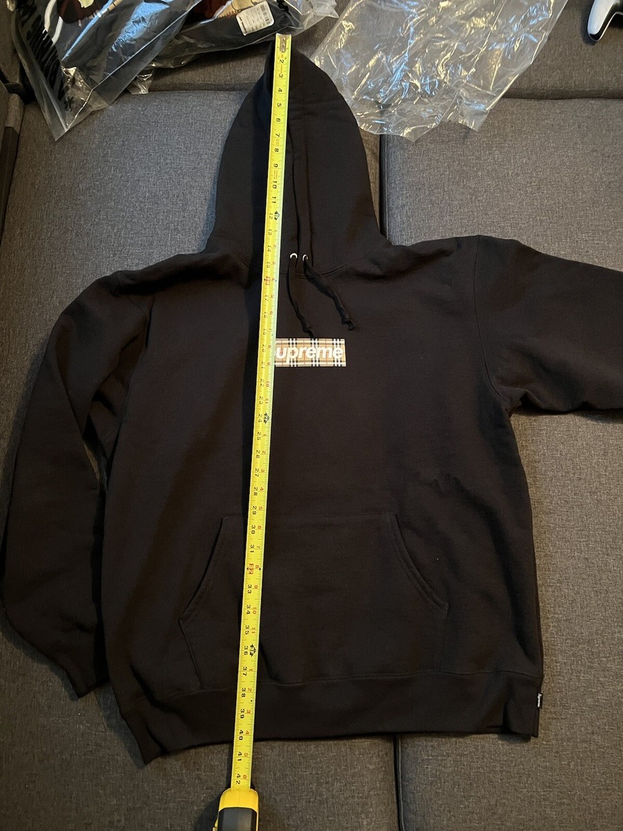 Supreme Burberry Box Logo Hooded Sweatshirt Black (SS22SW45) Size